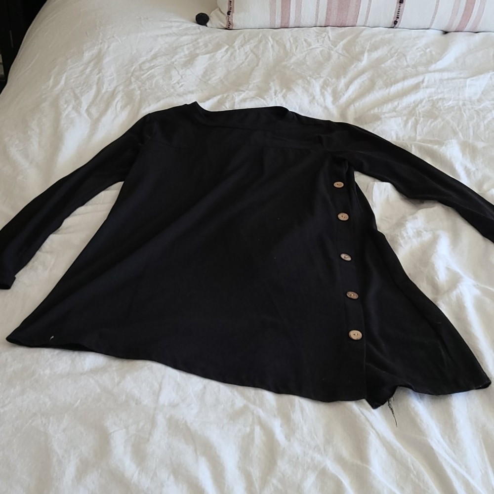 Black long sleeve tunic with wooden buttons
